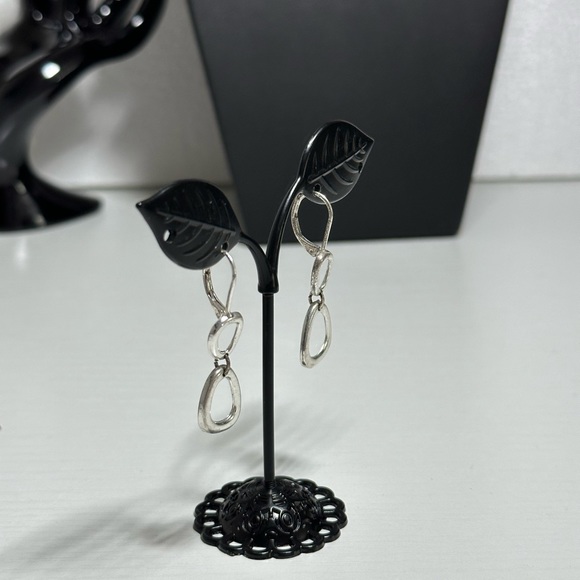 Mod silver earrings, silver, double circle - Picture 3 of 3